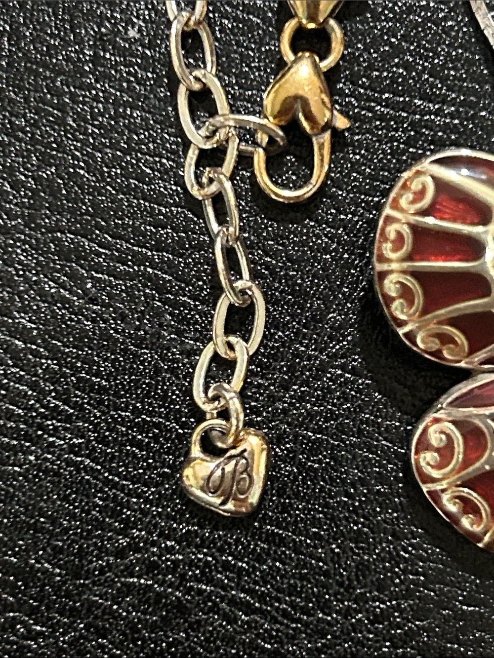 Brighton Silver Butterfly Necklace with Deep Red Enamel and Garnet-Like Stone - Picture 4 of 7